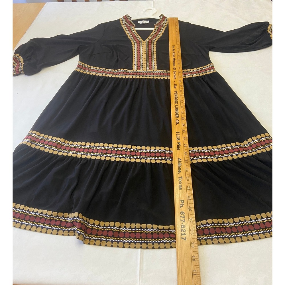 Signature by Robbie Bee Black‎ Embroidered V Neck Midi Dress Plus Size 1X - Picture 7 of 10